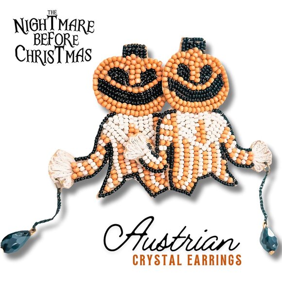 Austrian Crystal Beaded Jack The Nightmare Earrings
