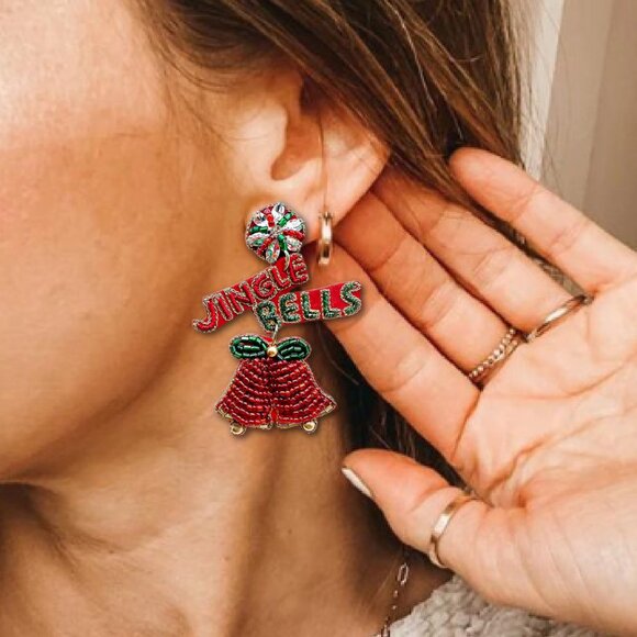 Bells Are Jingling Christmas Seed Beaded Earrings