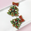 Big Bow CZ Rhinestone Jeweled Christmas Tree Earrings