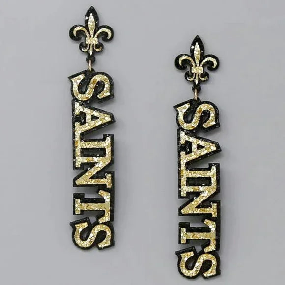 NOLO Saints Football Bling Fleur De Lis Earrings