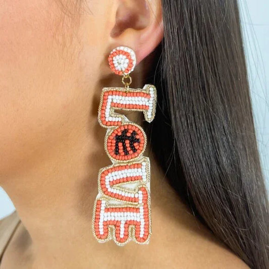 Basketball Love Theme Seed Beaded Earrings
