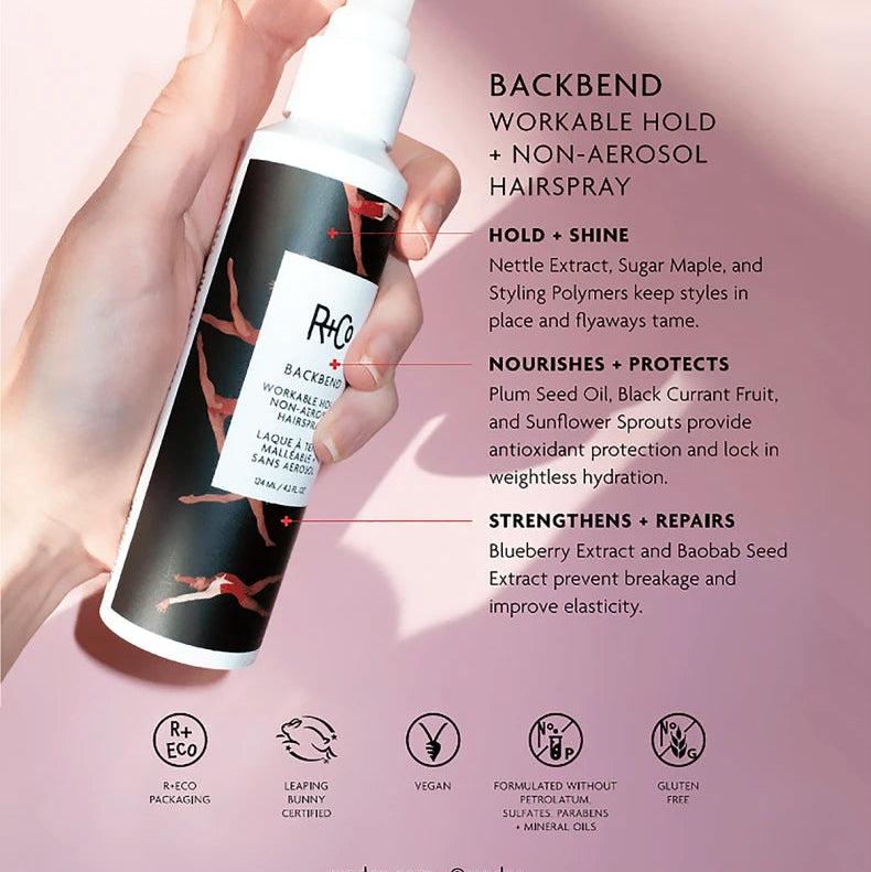 R+CO BACKBEND Workable Hold + Non-Aerosol Hairspray