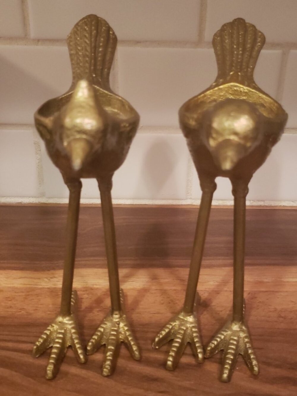 Cast Iron Antiqued Gold Bird Tealight Holder SET