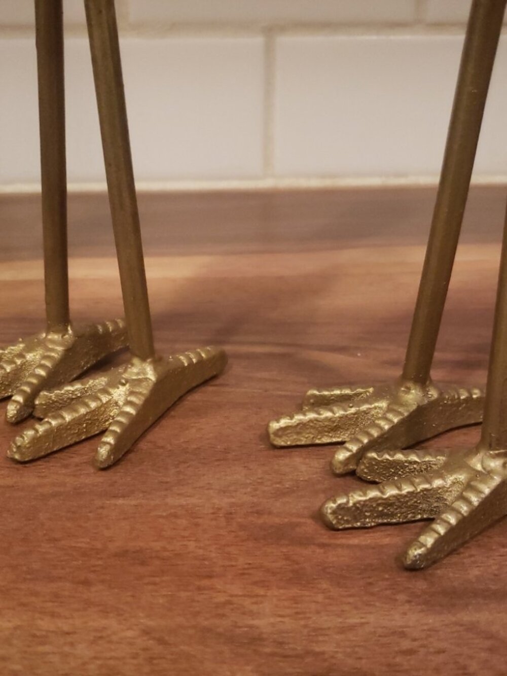 Cast Iron Antiqued Gold Bird Tealight Holder SET