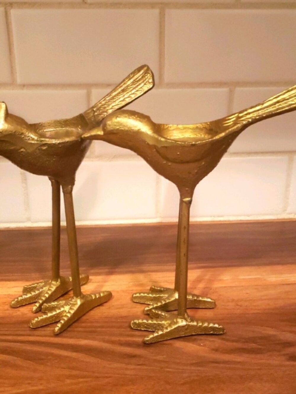 Cast Iron Antiqued Gold Bird Tealight Holder SET
