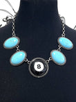 Western Turquoise & Eight Ball Stone Statement Necklace