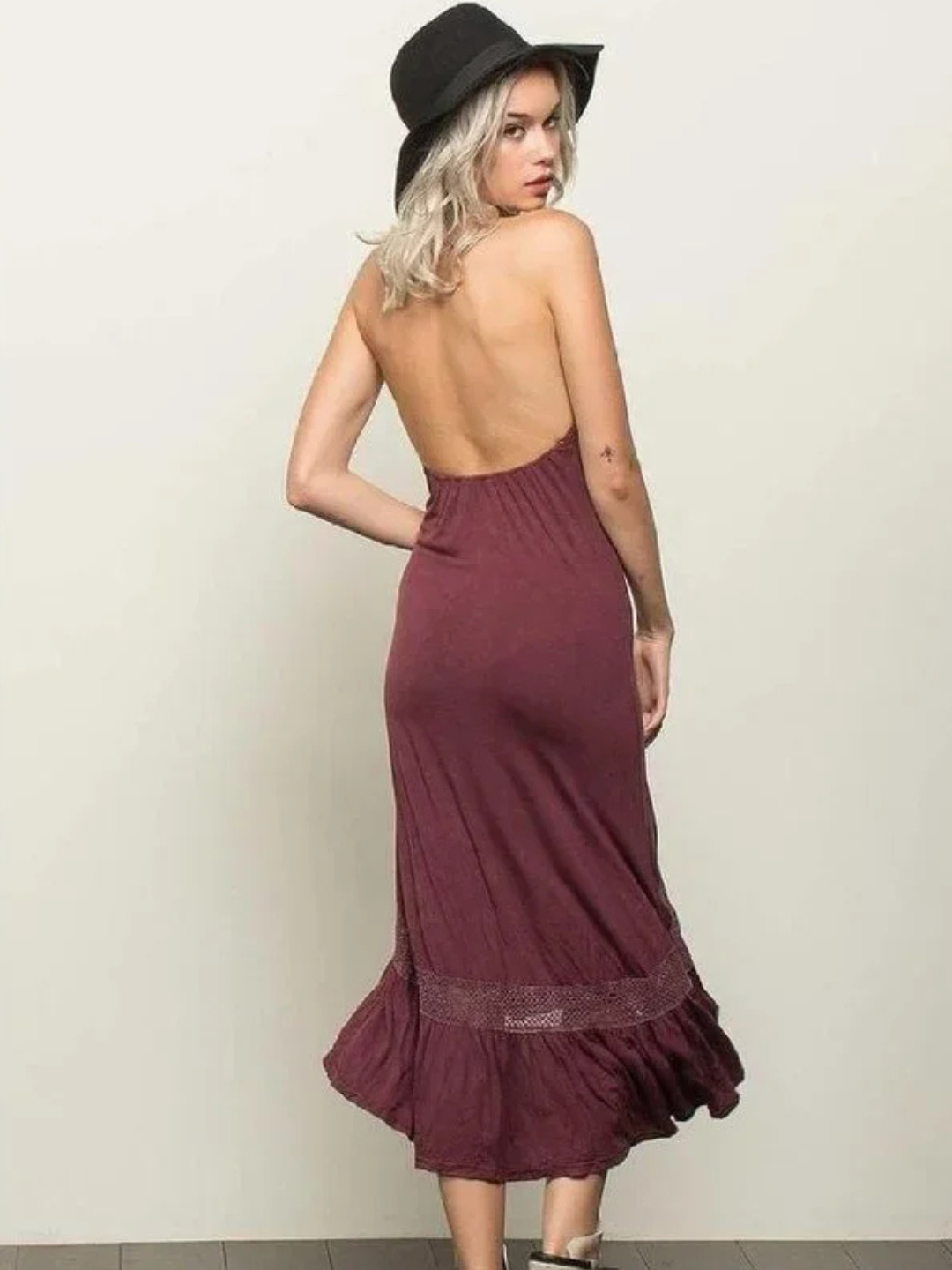 POL Crochet Inset Boho Hi-Lo Festival Style Dress
