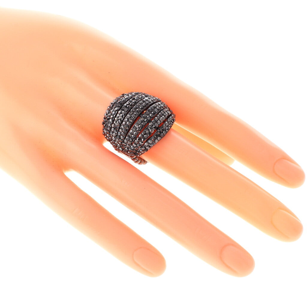 7 Rows of Sparkle Black Crystal Ring