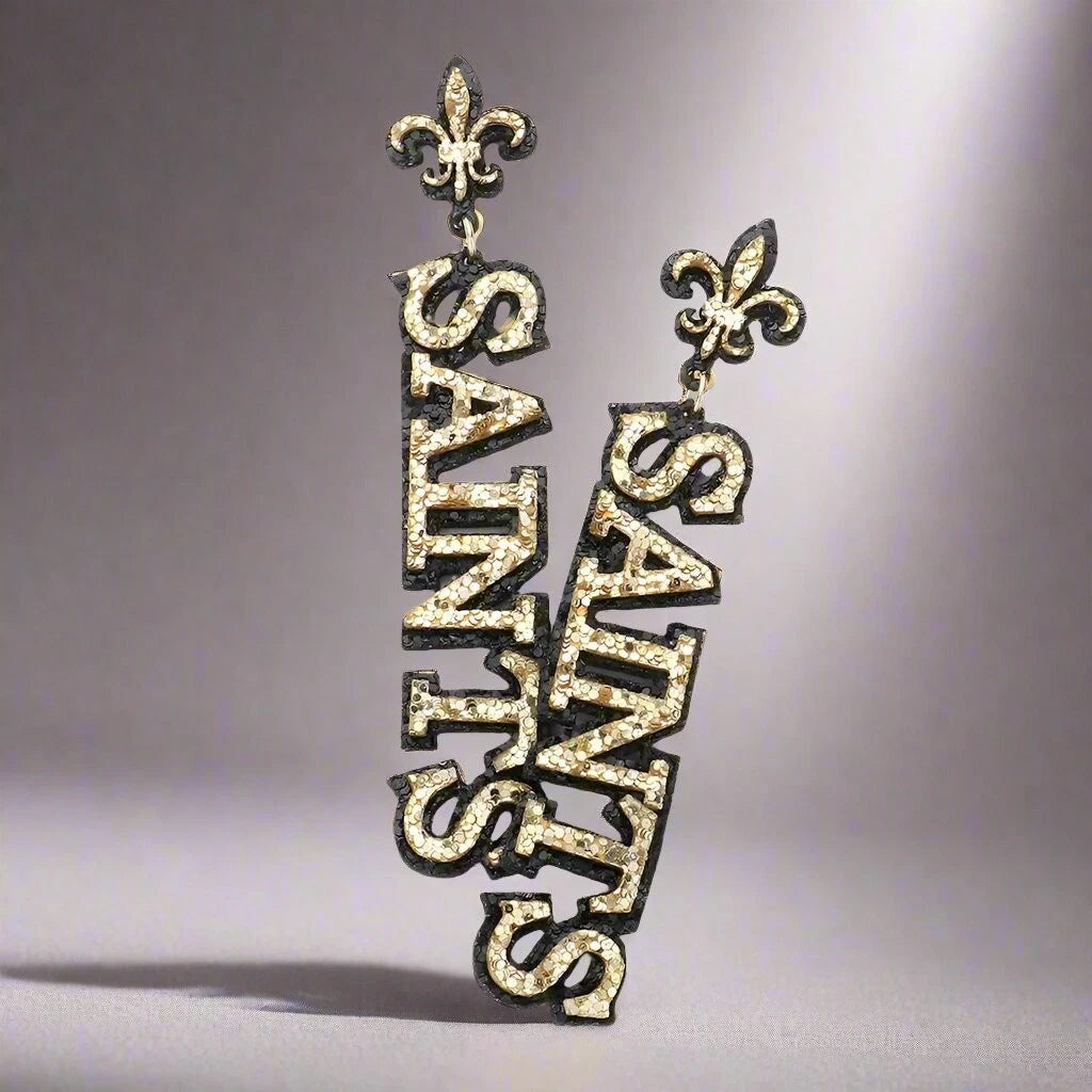 NOLO Saints Football Bling Fleur De Lis Earrings