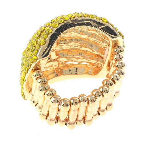 7 Rows of Sparkle Yellow Crystal Ring