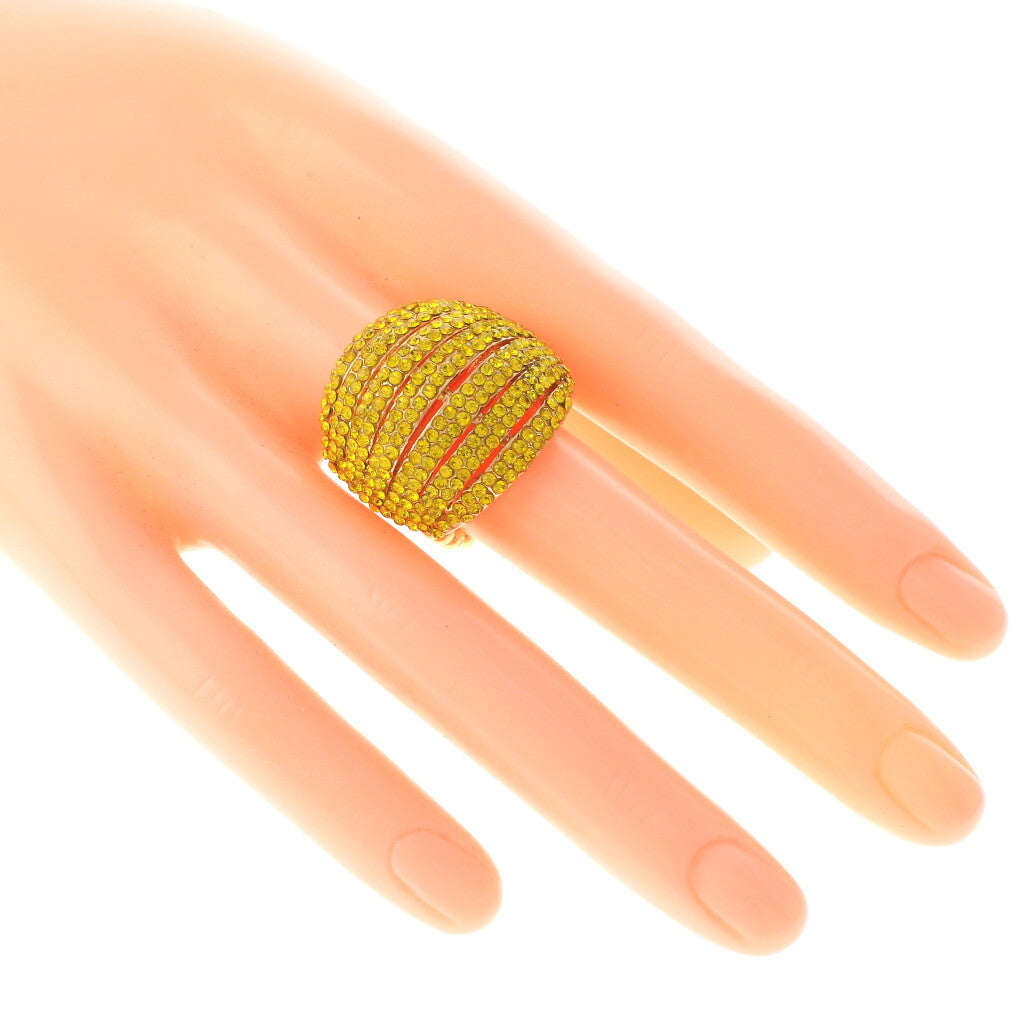 7 Rows of Sparkle Yellow Crystal Ring