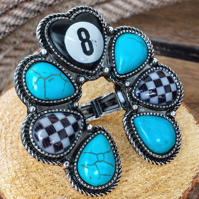 Cue The Drama Turquoise Silver Cuff Ring