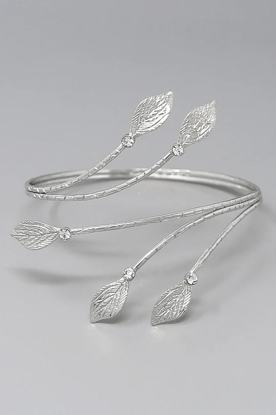 Leaf Silver Arm Cuff Bracelet