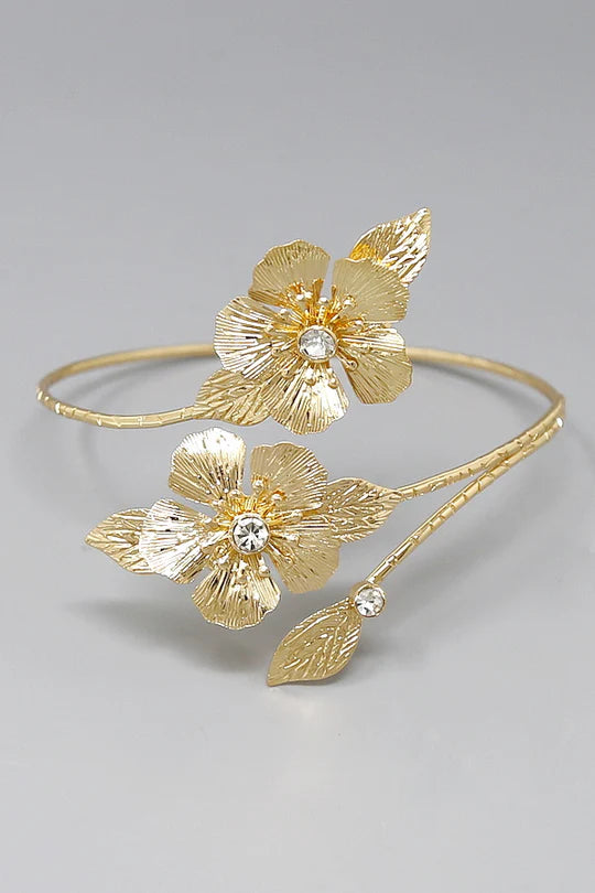 Flower Garden Gold Arm Cuff Bracelet