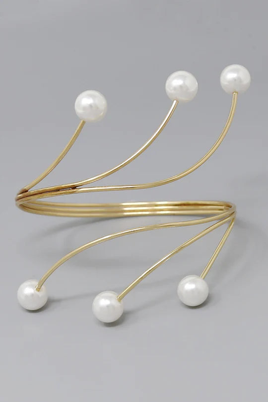 Pretty in Pearls Gold Arm Cuff Bracelet