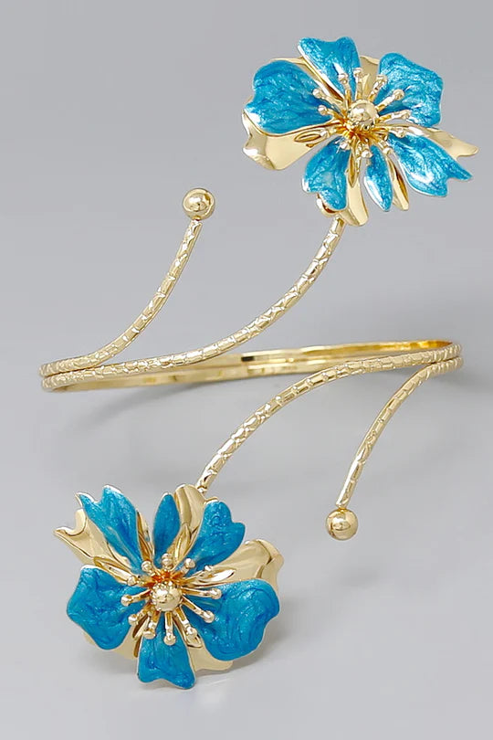 Bluebells Floral Gold Arm Cuff Bracelet