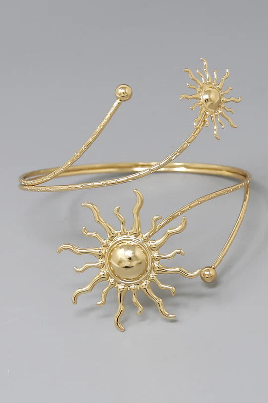 Rising Sun Gold Arm Cuff Bracelet