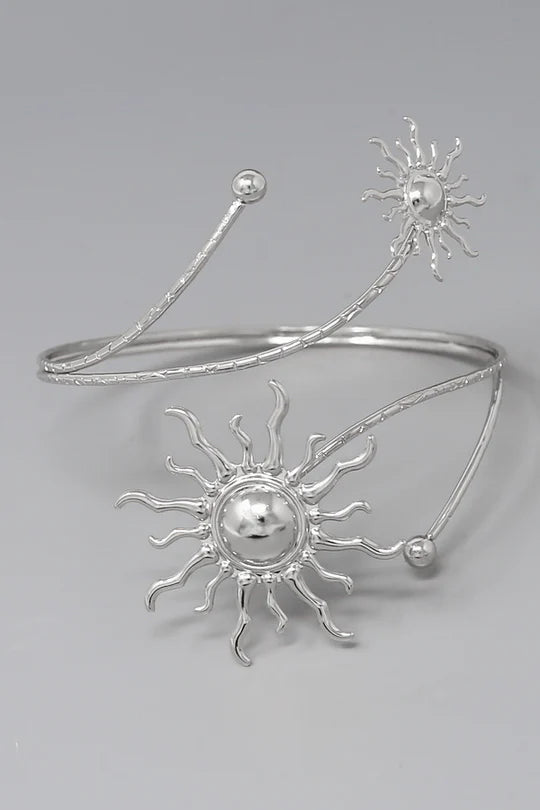 Rising Sun Silver Arm Cuff Bracelet