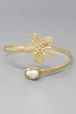 Baroque Pearl and Petals Gold Arm Cuff Bracelet
