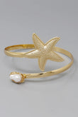 Baroque Pearl Starfish Gold Arm Cuff Bracelet