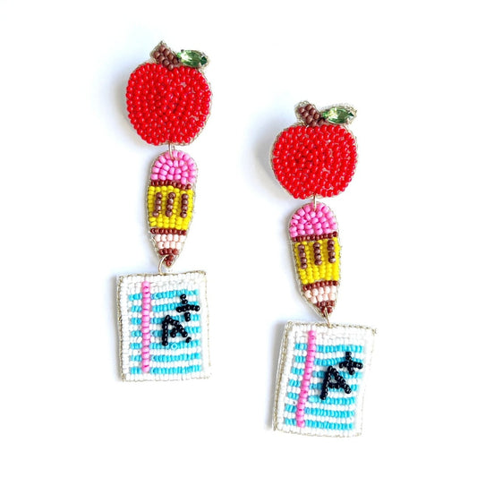 Teacher Schools Tools Seed Beaded Earrings