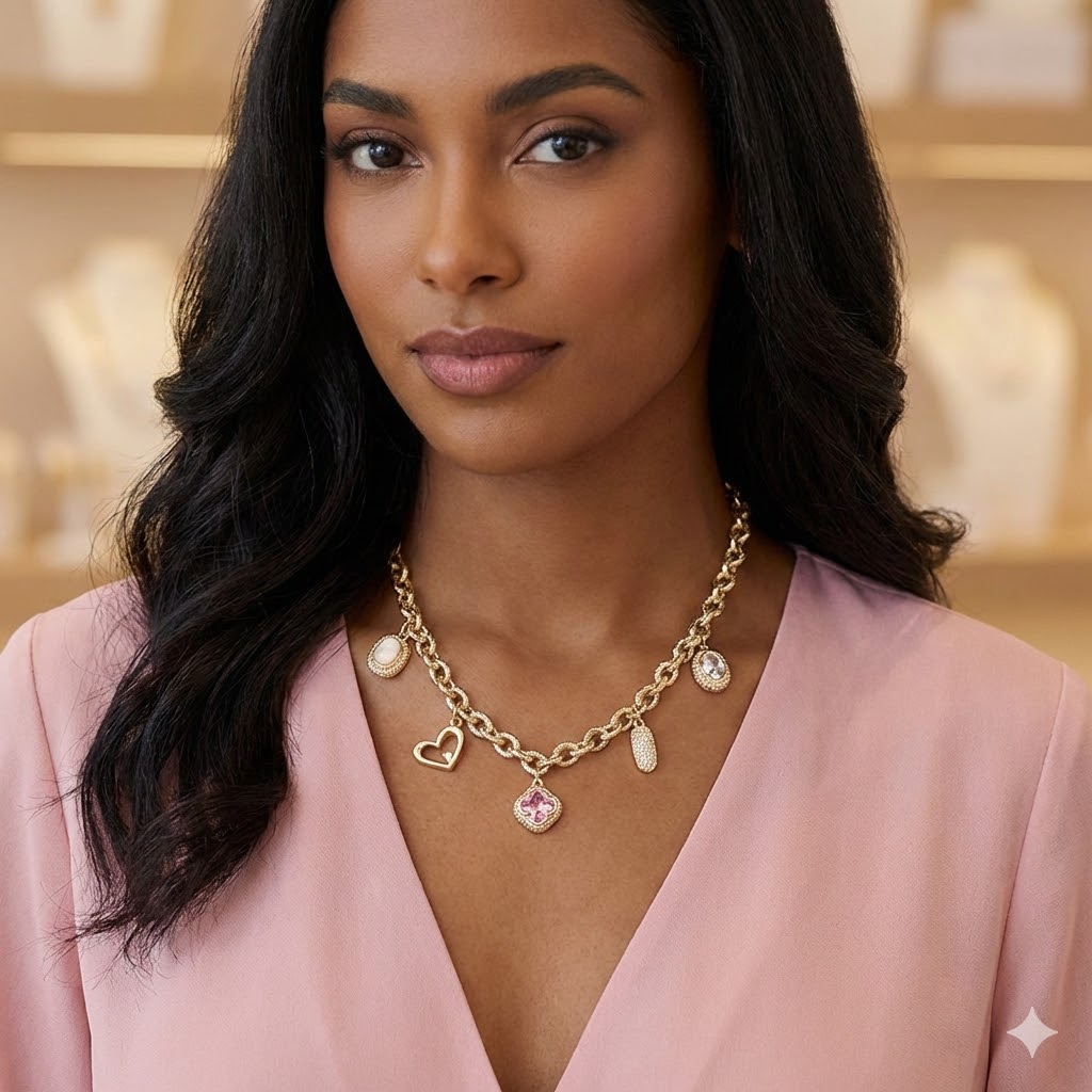 Lucky in Love 14K Gold CZ Charm Necklace
