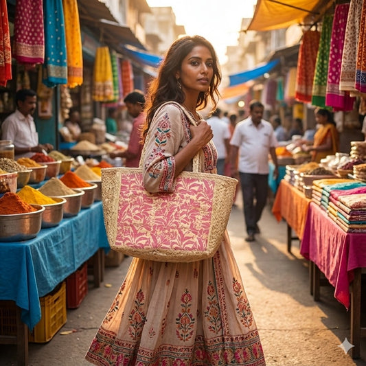 Mumbai Marketplace Pink Shopper Tote