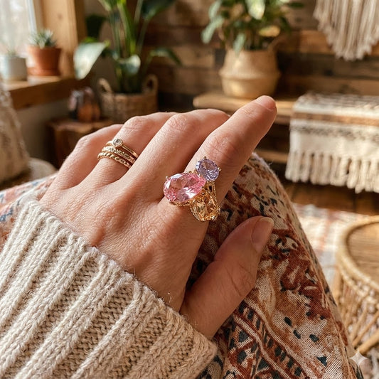 Pastel Perfection Three Stone Ring